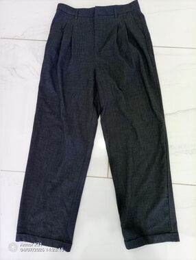 Commense Retro Grey Pleated Dress Pants